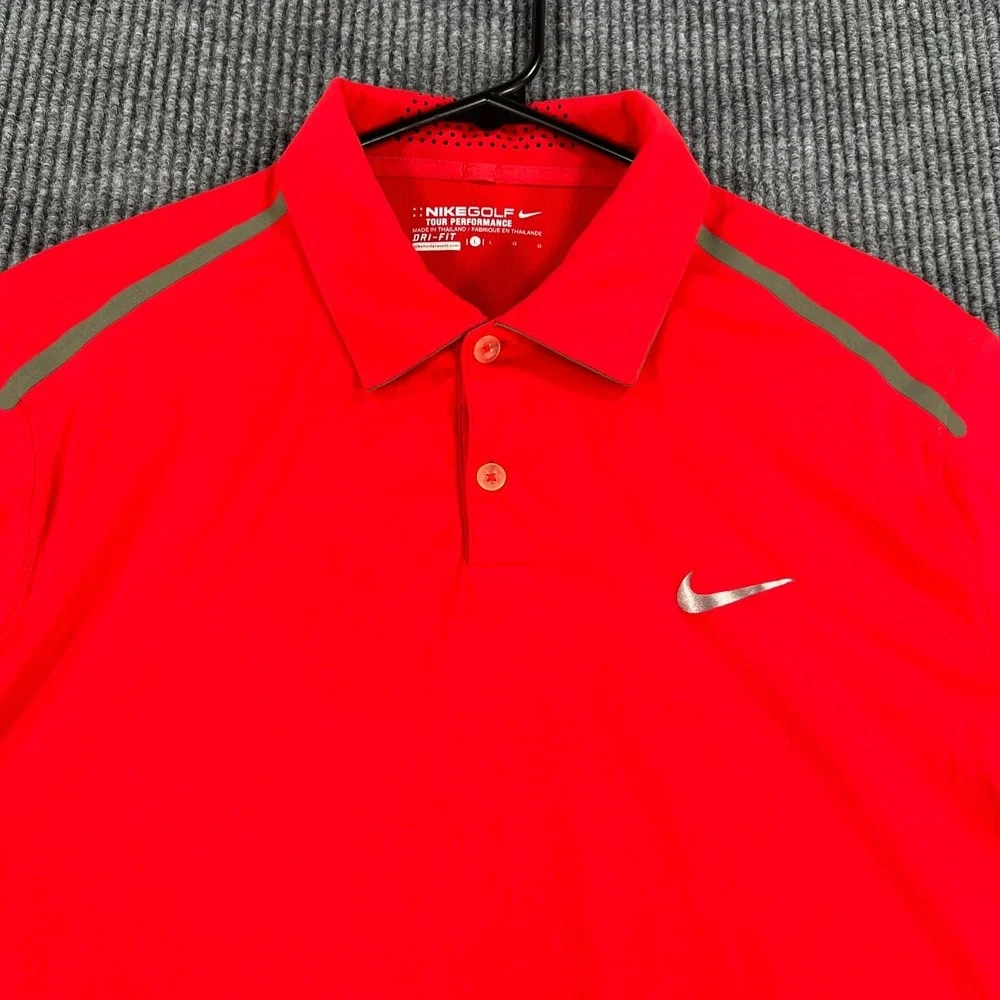 Nike Golf Tour Performance Polo Shirt Mens Large Red Short Sleeve Casual Outdoor